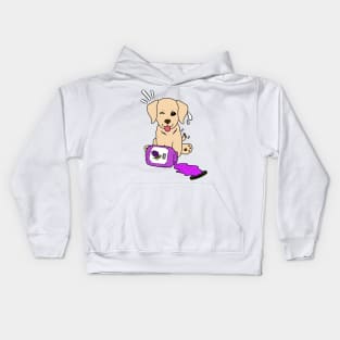 Naughty Golden Retriever Spills a jar of grape jam! Kids Hoodie